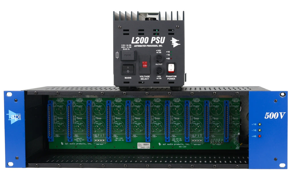 API 500VPR 500 Series 10-Slot Module Rack with PSU #3460-12N (Used)