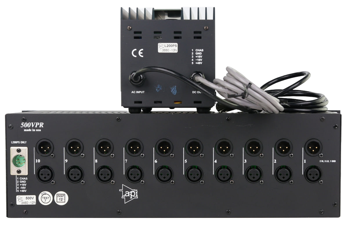 API 500VPR 500 Series 10-Slot Module Rack with PSU #3460-12N (Used)