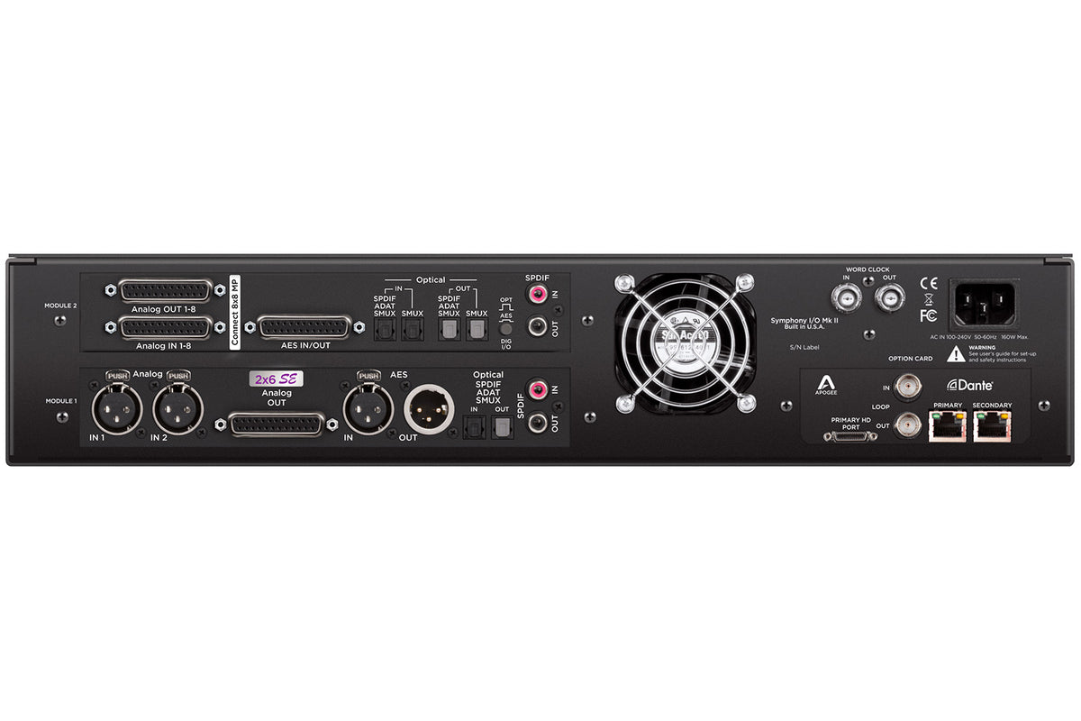 Apogee Symphony I/O Mk II Dante/Pro Tools HDX Interface with 8x8+8MP and 2x6 SE Modules