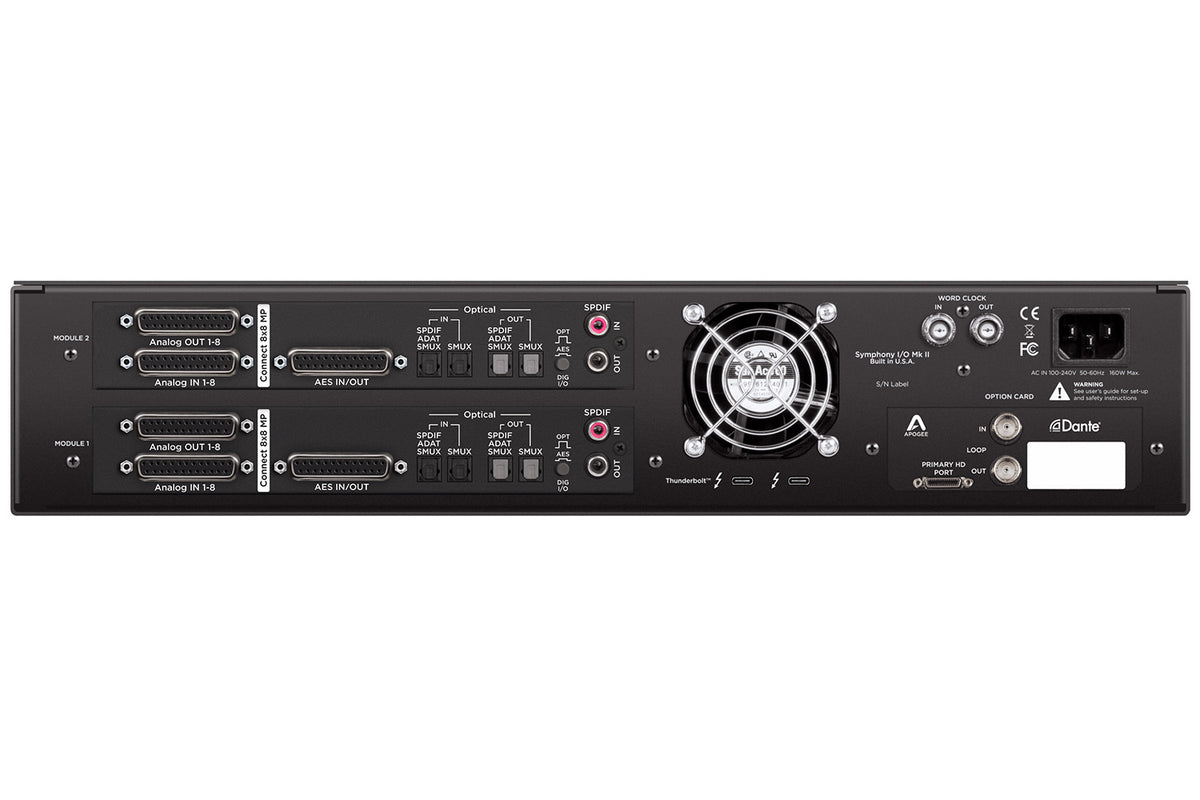 Apogee Symphony I/O MKII Thunderbolt 3 Interface with Pro Tools HD Card and Two Connect8 I/O Modules