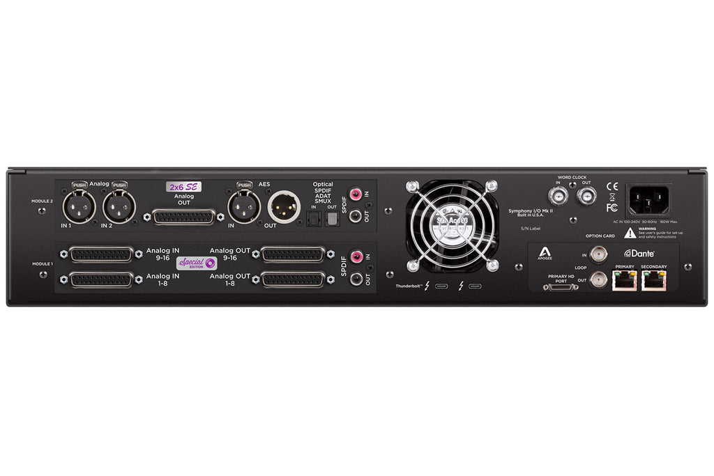 Apogee Symphony I/O MKII Thunderbolt 3 Interface with Pro Tools HD/Dante Card and 16x16SE and 2x6SE I/O Modules