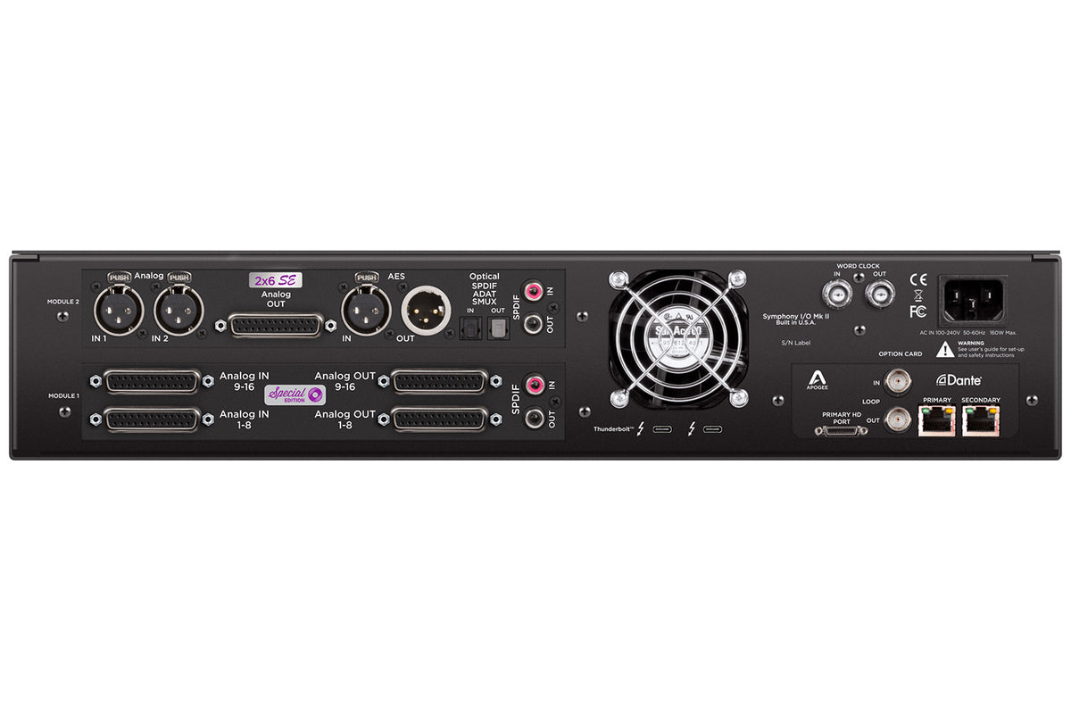 Apogee Symphony I/O MKII Thunderbolt 3 Interface with Pro Tools HD/Dante Card and 16x16SE and 2x6SE I/O Modules