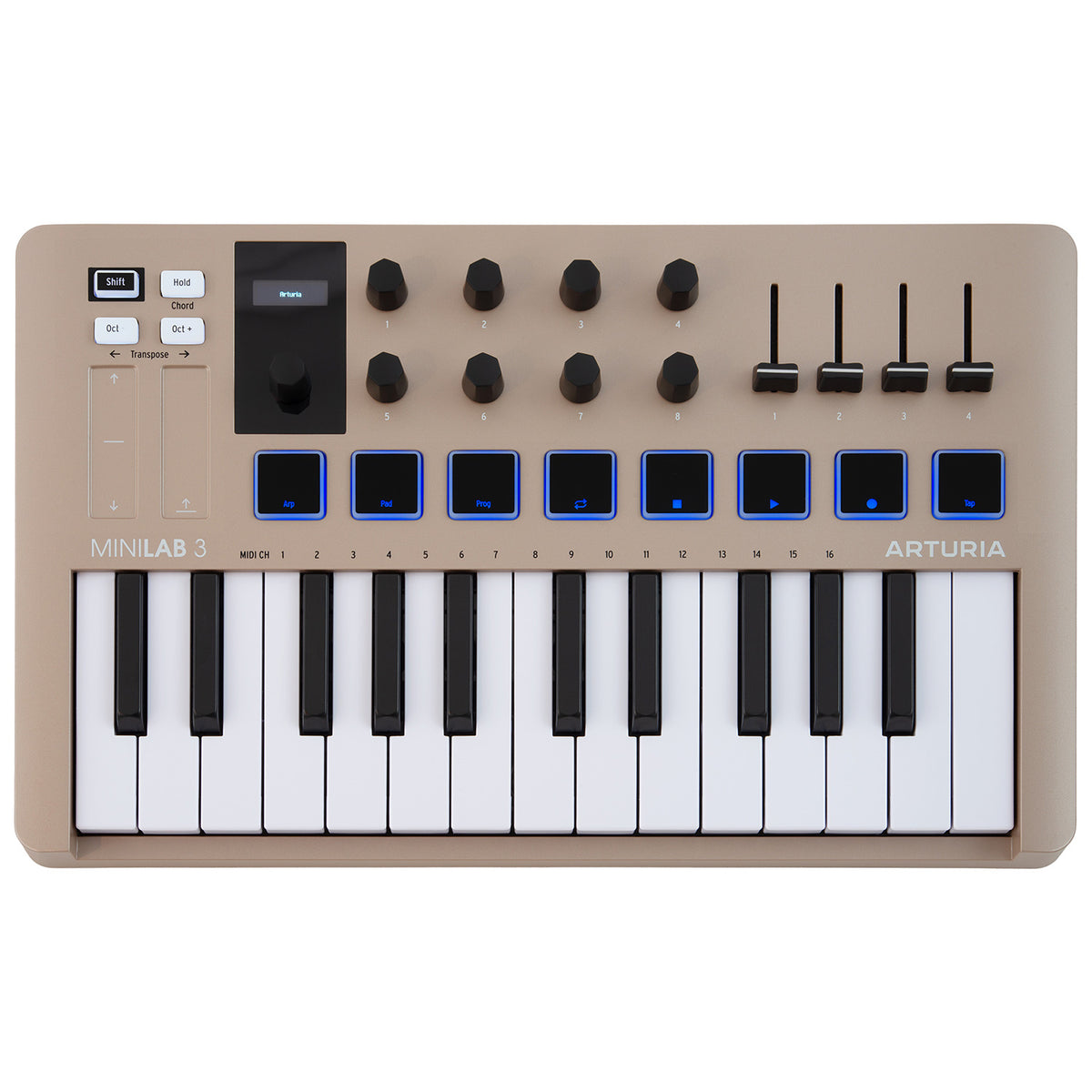 Arturia MiniLab 3 25-Note Compact MIDI Keyboard and Pad Controller - Champagne