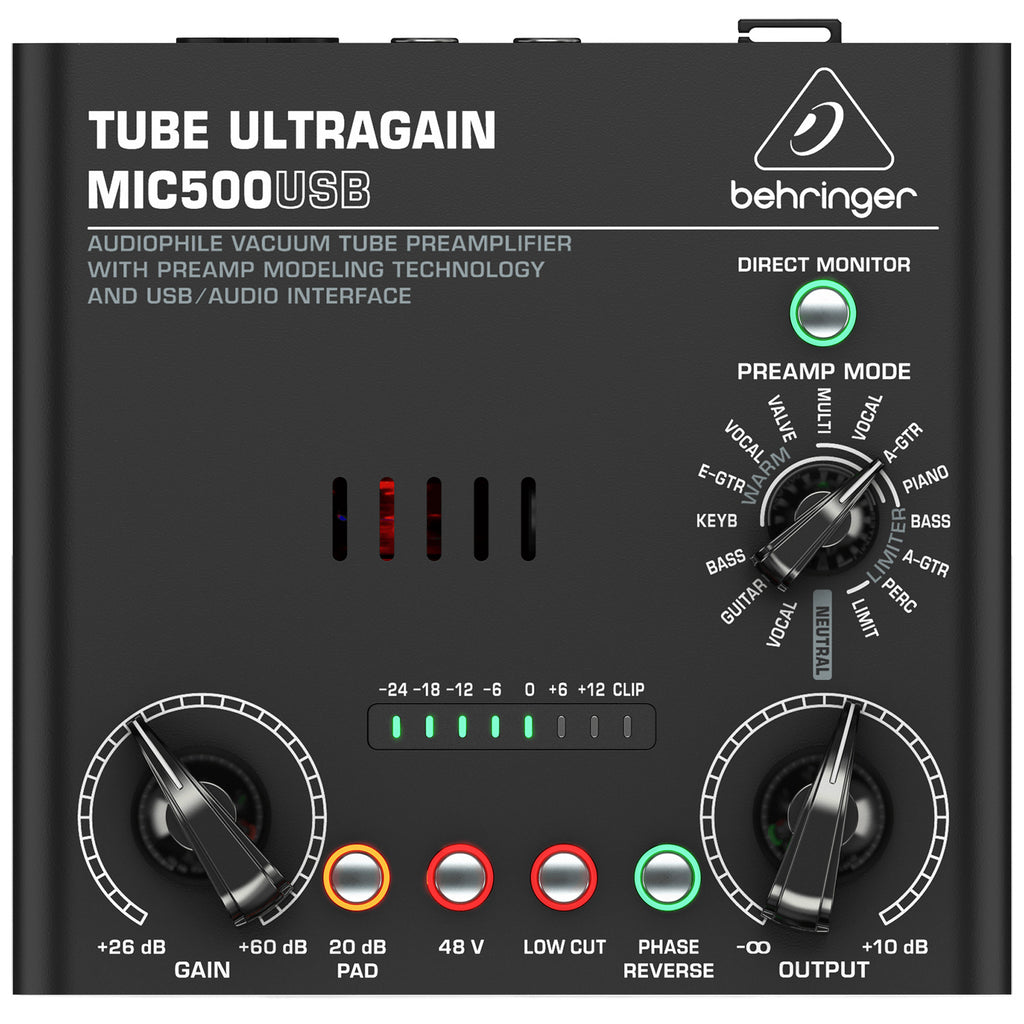 Behringer TUBE ULTRAGAIN MIC500USB Tube Preamp with USB Audio Interface