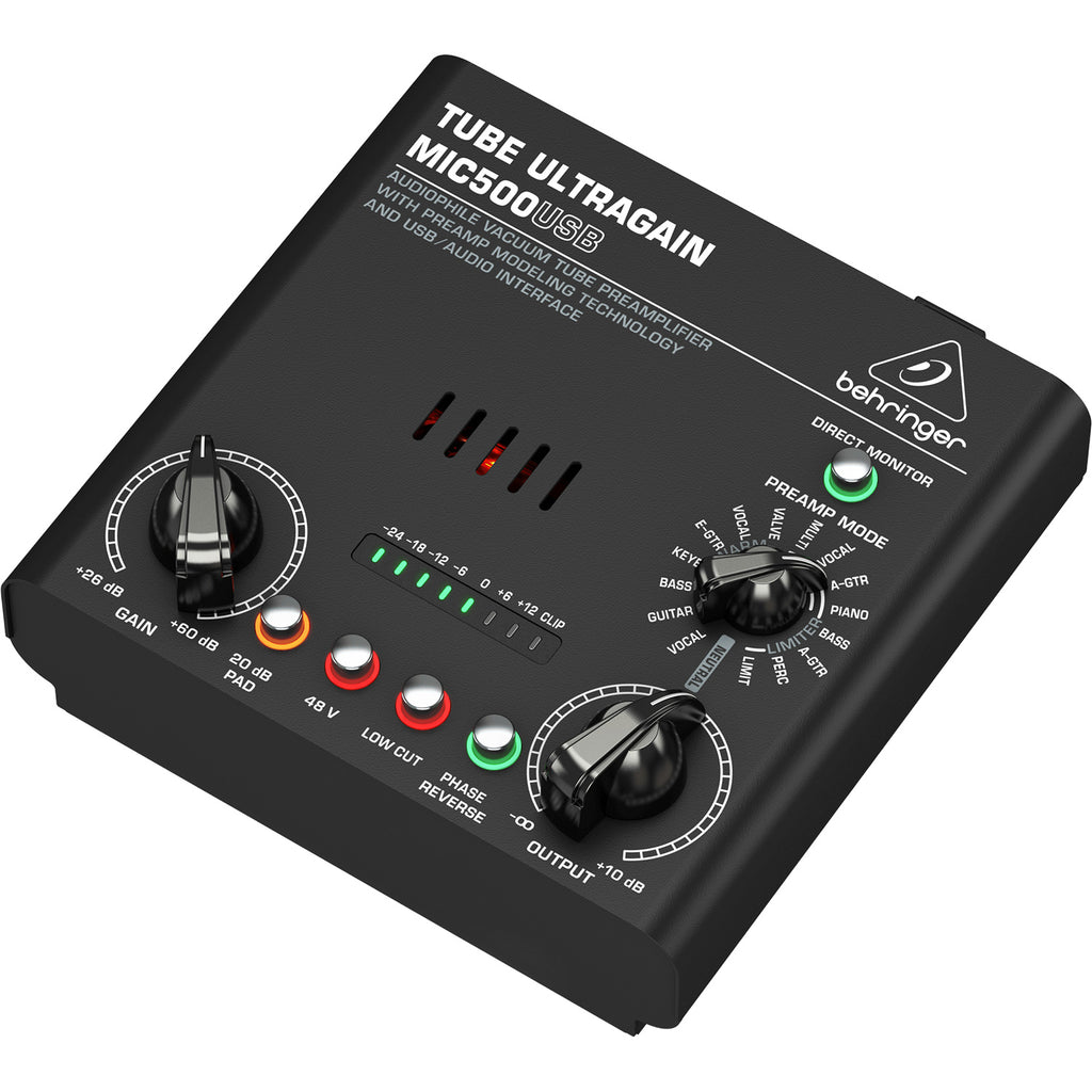 Behringer TUBE ULTRAGAIN MIC500USB Tube Preamp with USB Audio Interface