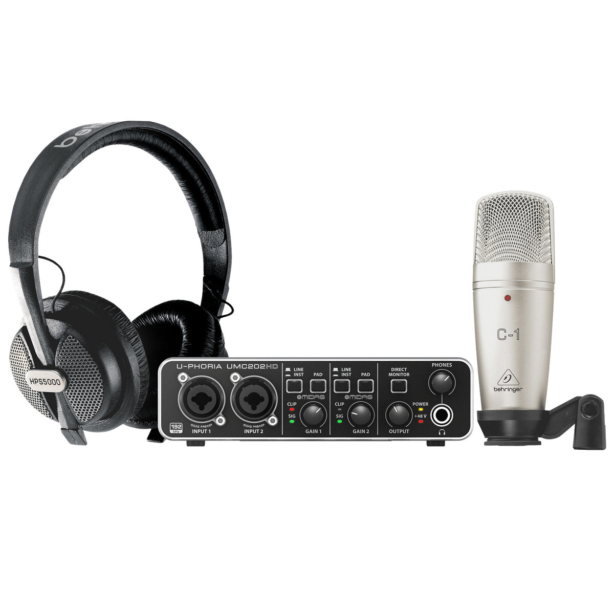 Behringer U-PHORIA STUDIO PRO Recording Bundle with Interface, Microphone and Headphones