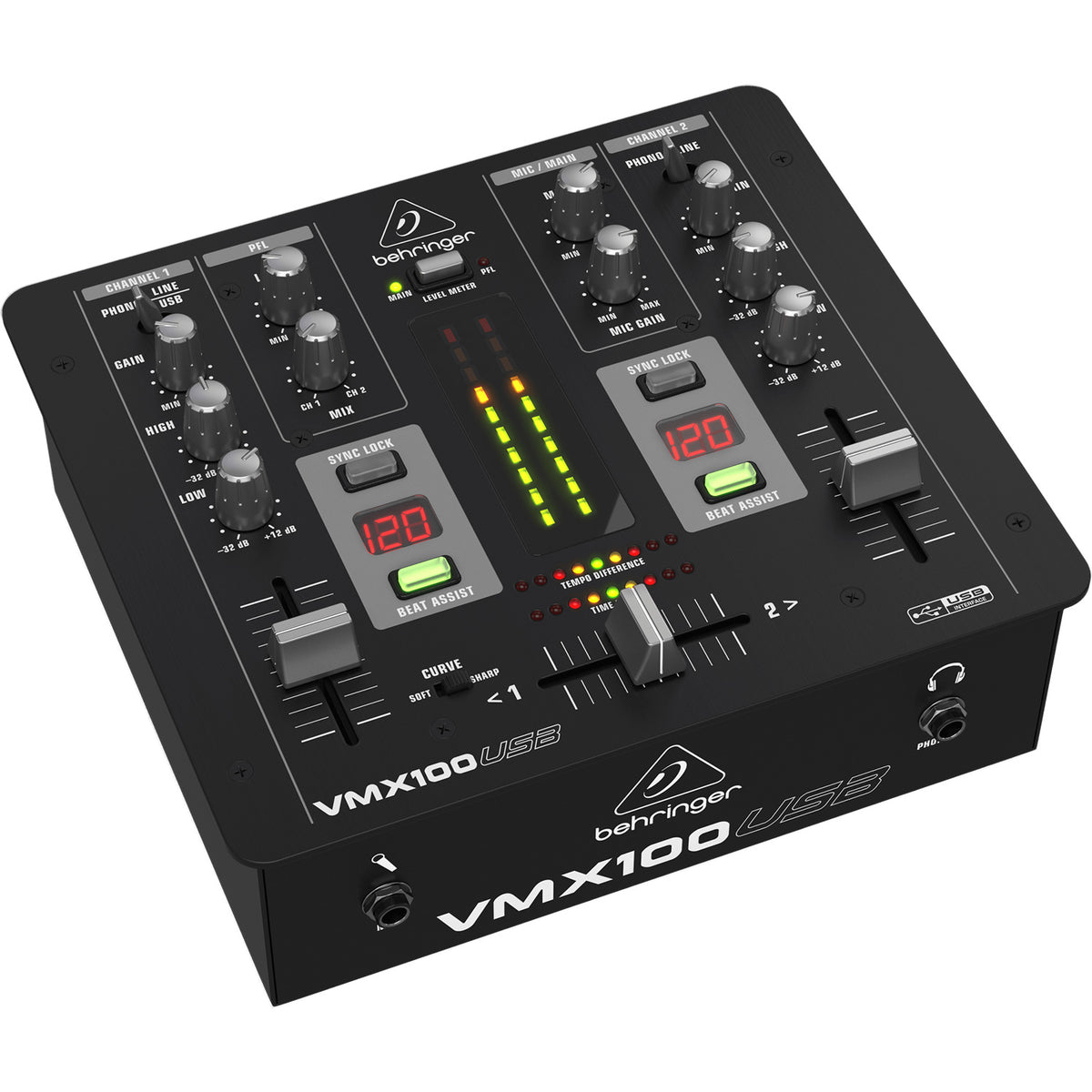 Behringer VMX100USB Professional 2-Channel DJ Mixer