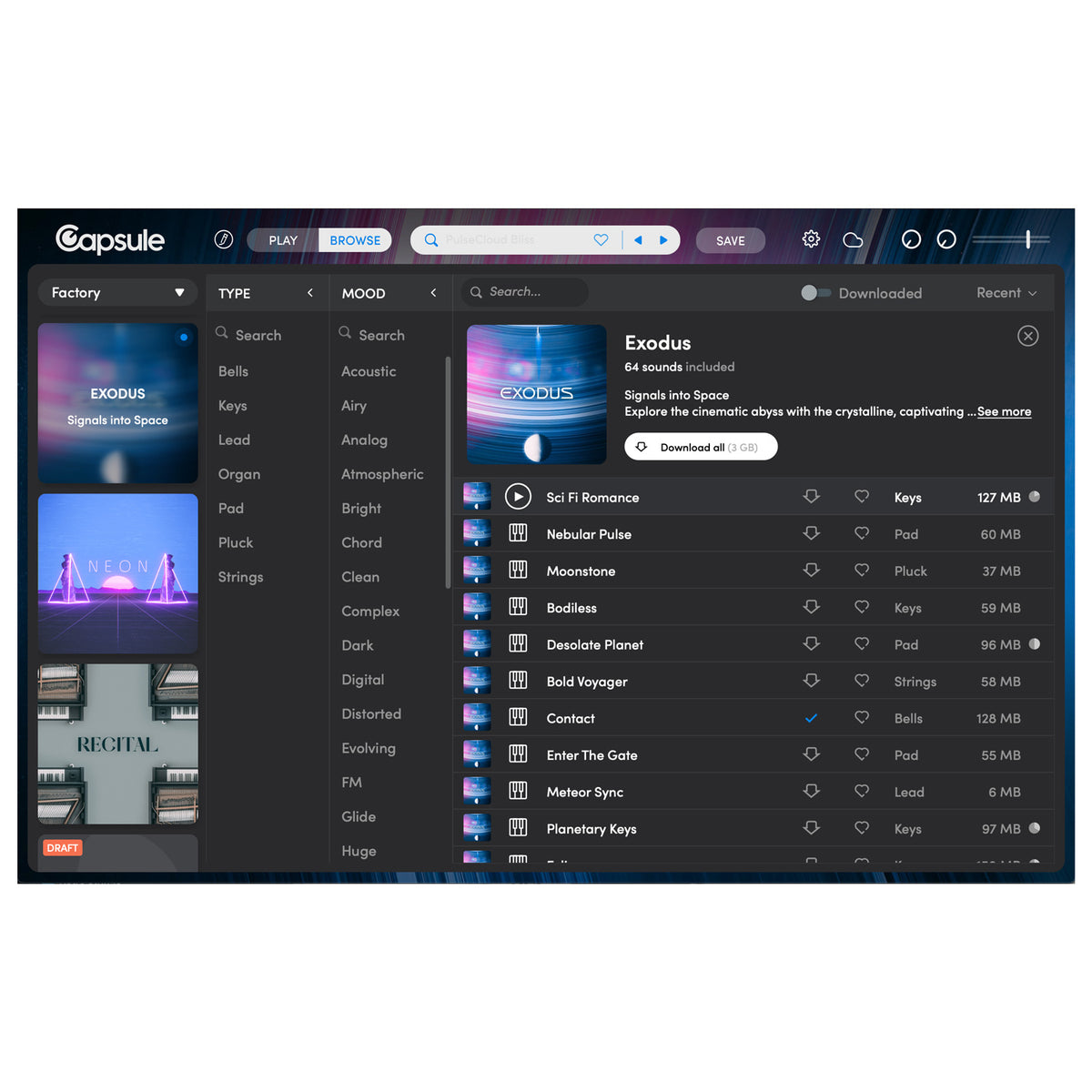 Capsule Audio Exodus Virtual Sound Design Instrument - Electronic Delivery