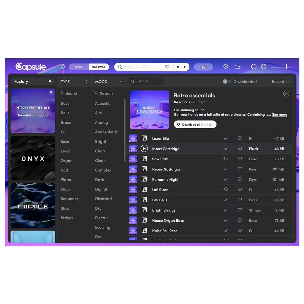 Capsule Audio Retro Essentials Virtual Sound Library - Electronic Delivery