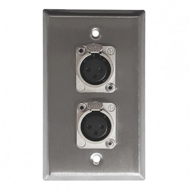 CBI WP1-2F Single Gang Wall Plate with Two XLR-F Connectors