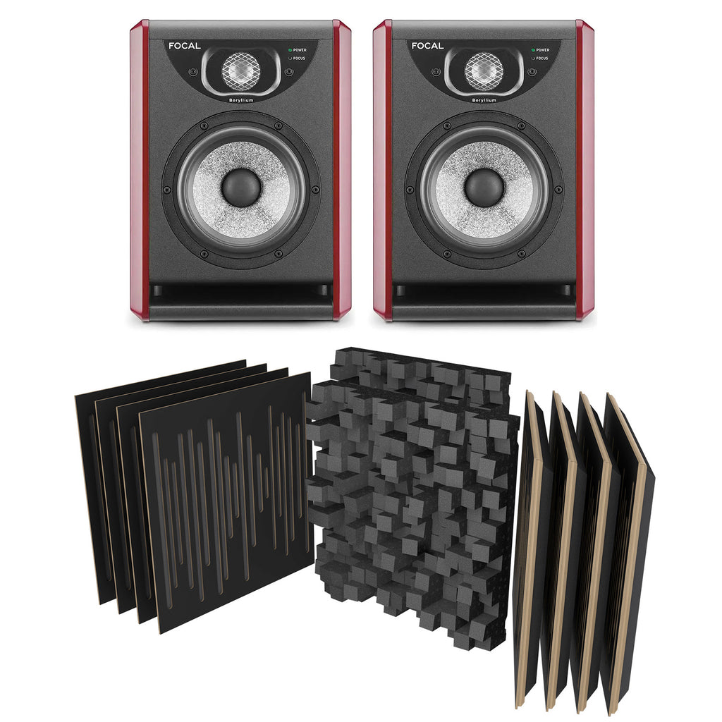 Focal Solo6 2-Way Active Studio Monitor - Pair, Red with VicStudio Box