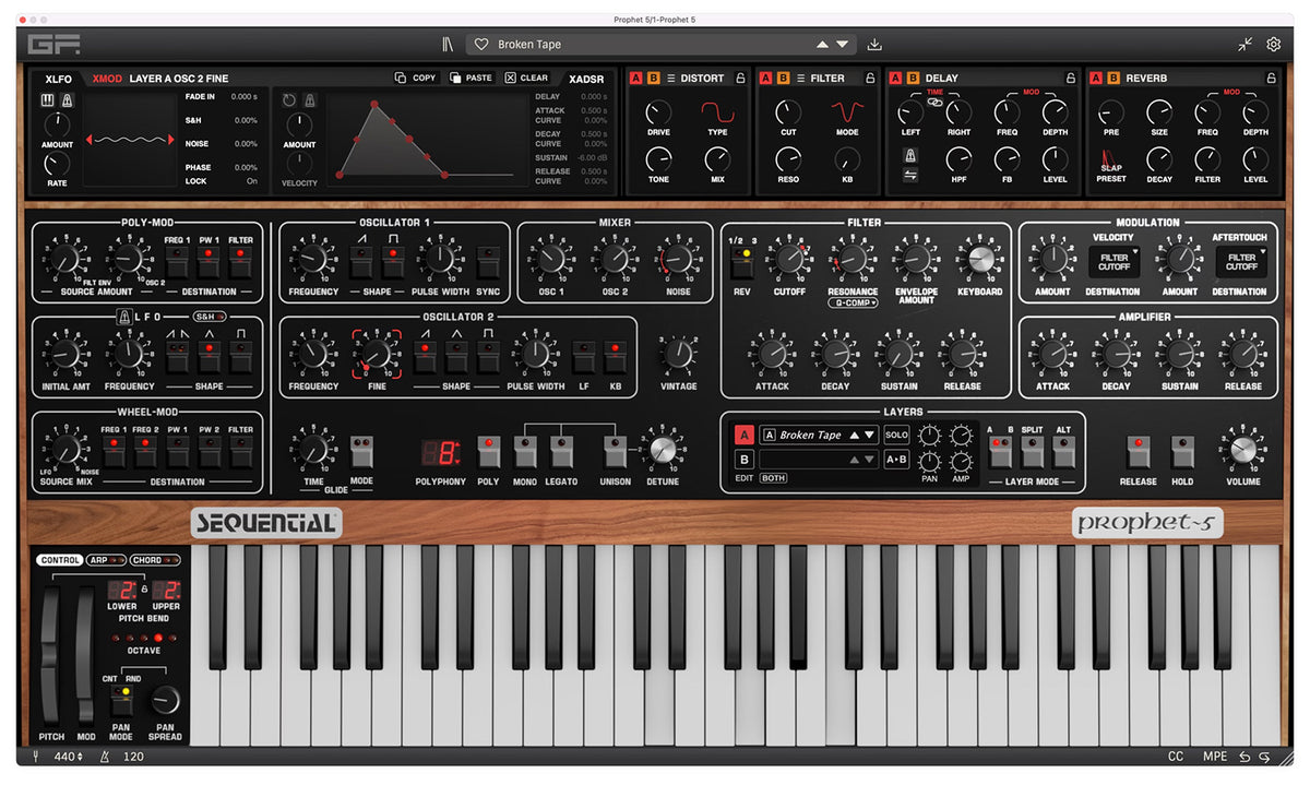 GForce Sequential Prophet 5 Virtual Synthesizer Instrument - Electronic Delivery