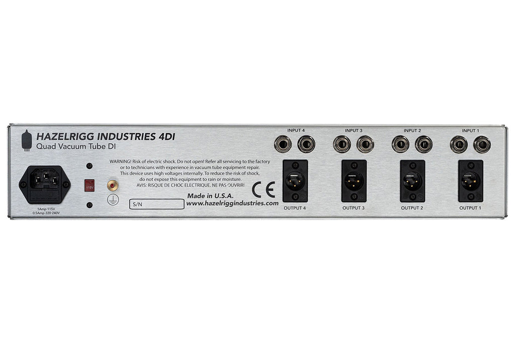 Hazelrigg Industries 4DI Four-Channel Vacuum Tube DI Box - Silver