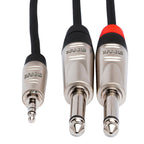 Hosa HMP-010Y REAN 3.5 mm TRS to Dual 1/4" TS Professional Stereo Breakout Cable - 10'