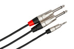 Hosa HMP-010Y REAN 3.5 mm TRS to Dual 1/4" TS Professional Stereo Breakout Cable - 10'