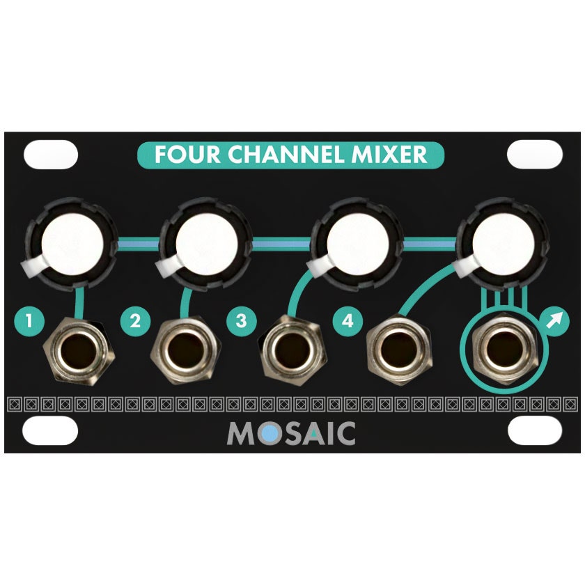 Mosaic Four Channel Mixer 1U Eurorack Module - Black