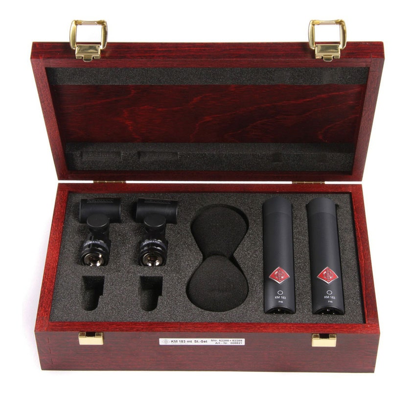 Neumann KM 183 Small Diaphragm Omnidirectional Condenser Microphone Stereo Set - Matte Black