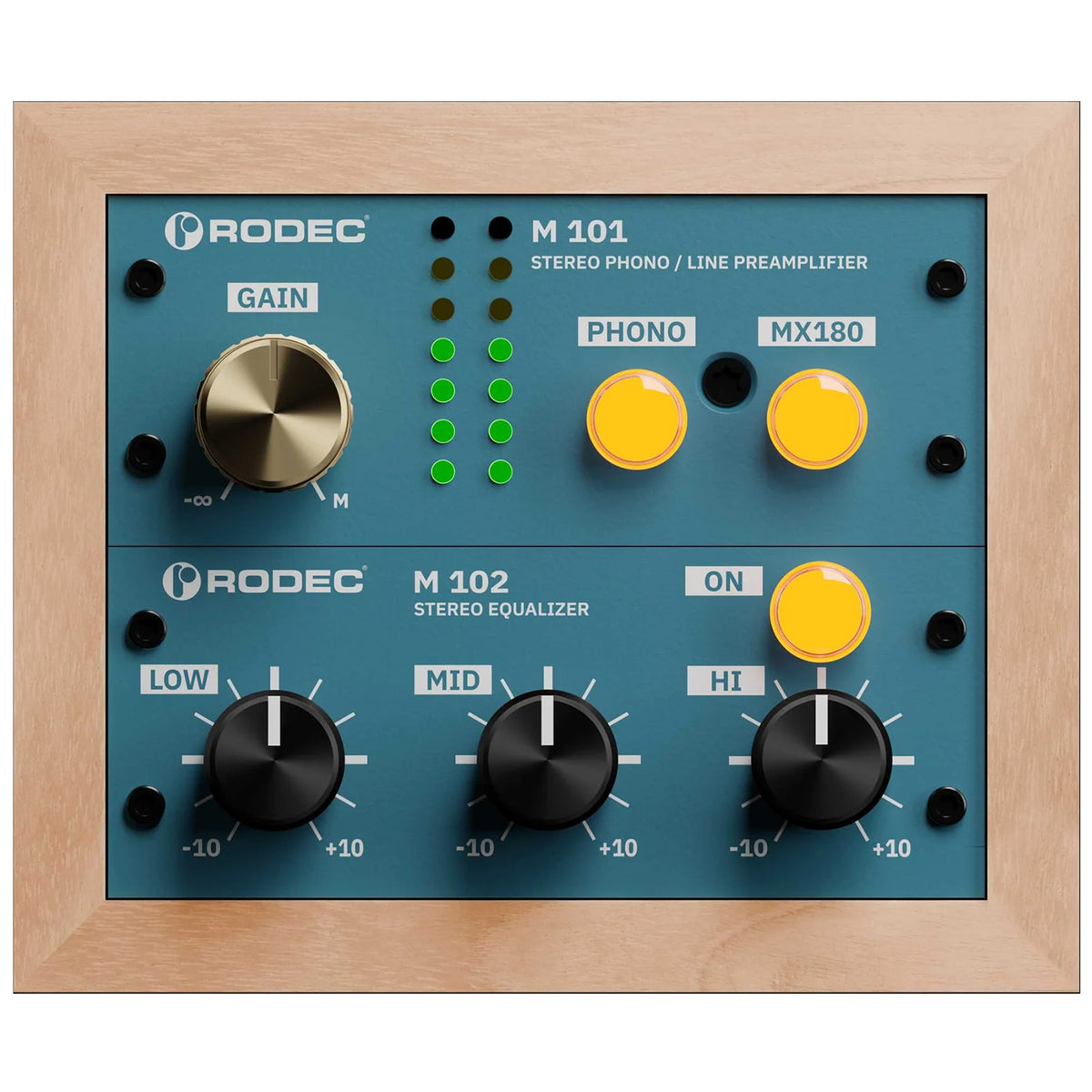 Rodec BUNK 01 Stereo Phono/Line Preamp and EQ - Elm Pearl/Gentian Blue