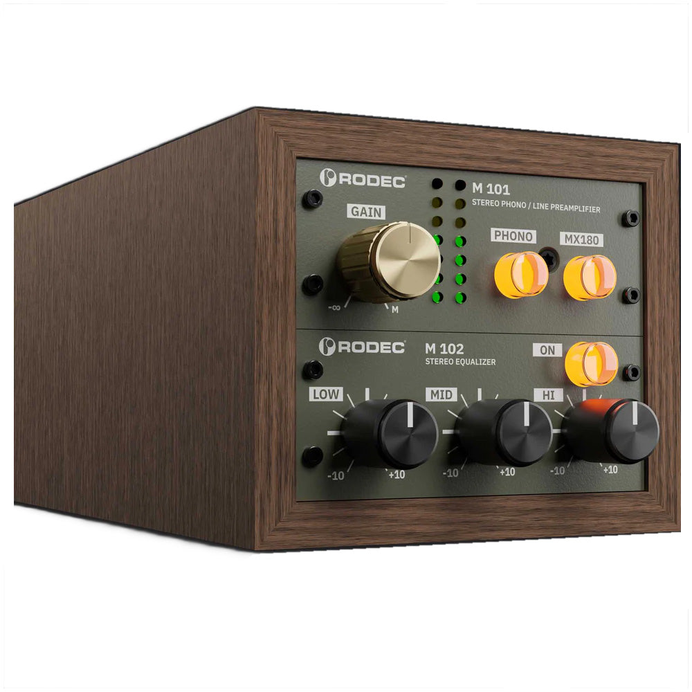 Rodec BUNK 01 Stereo Phono/Line Preamp and EQ - Walnut/Olive Green