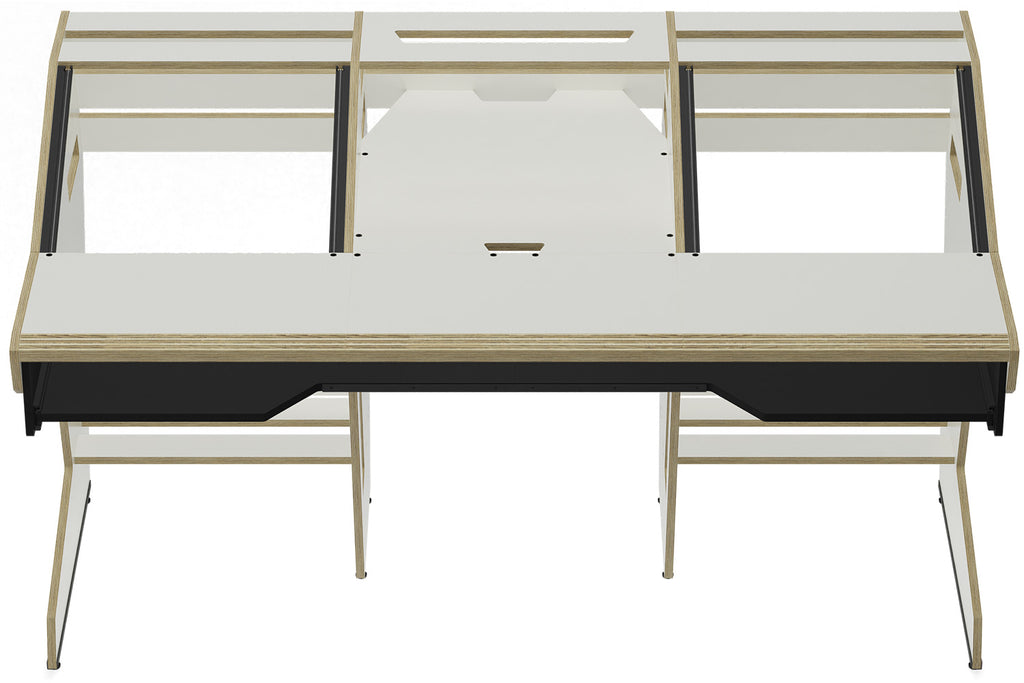 Sessiondesk OKTAV 2.0 Studio Desk with KEY big Keyboard Drawer - 70s White