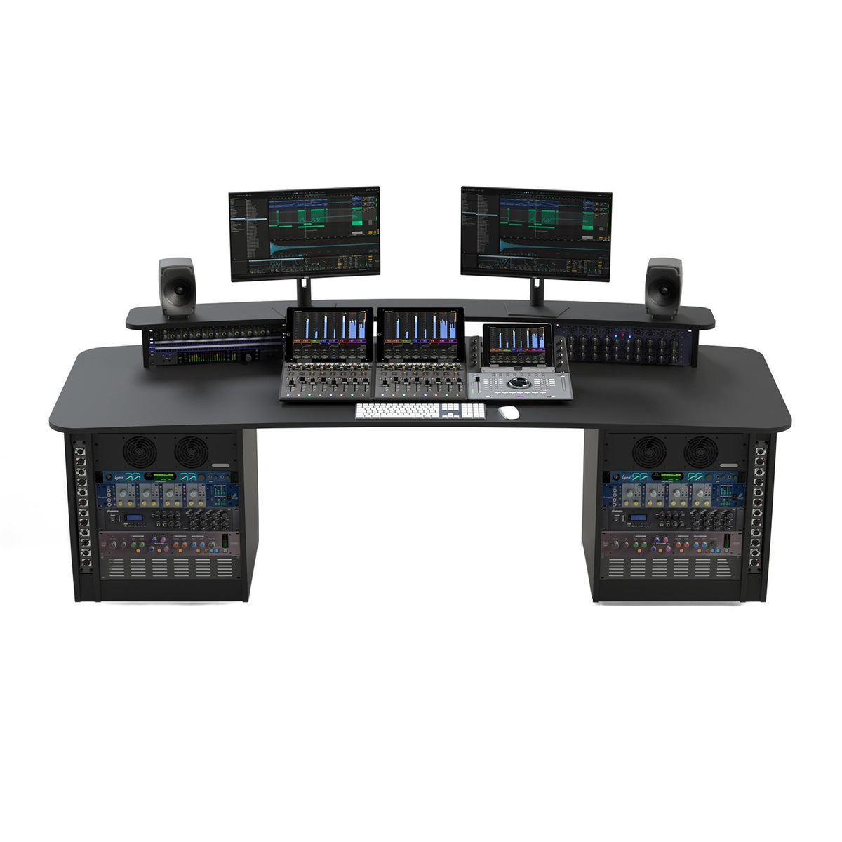 Soundz Fishy Modular 8 Desk with Rack Riser and Double Rack Box - Matte Black