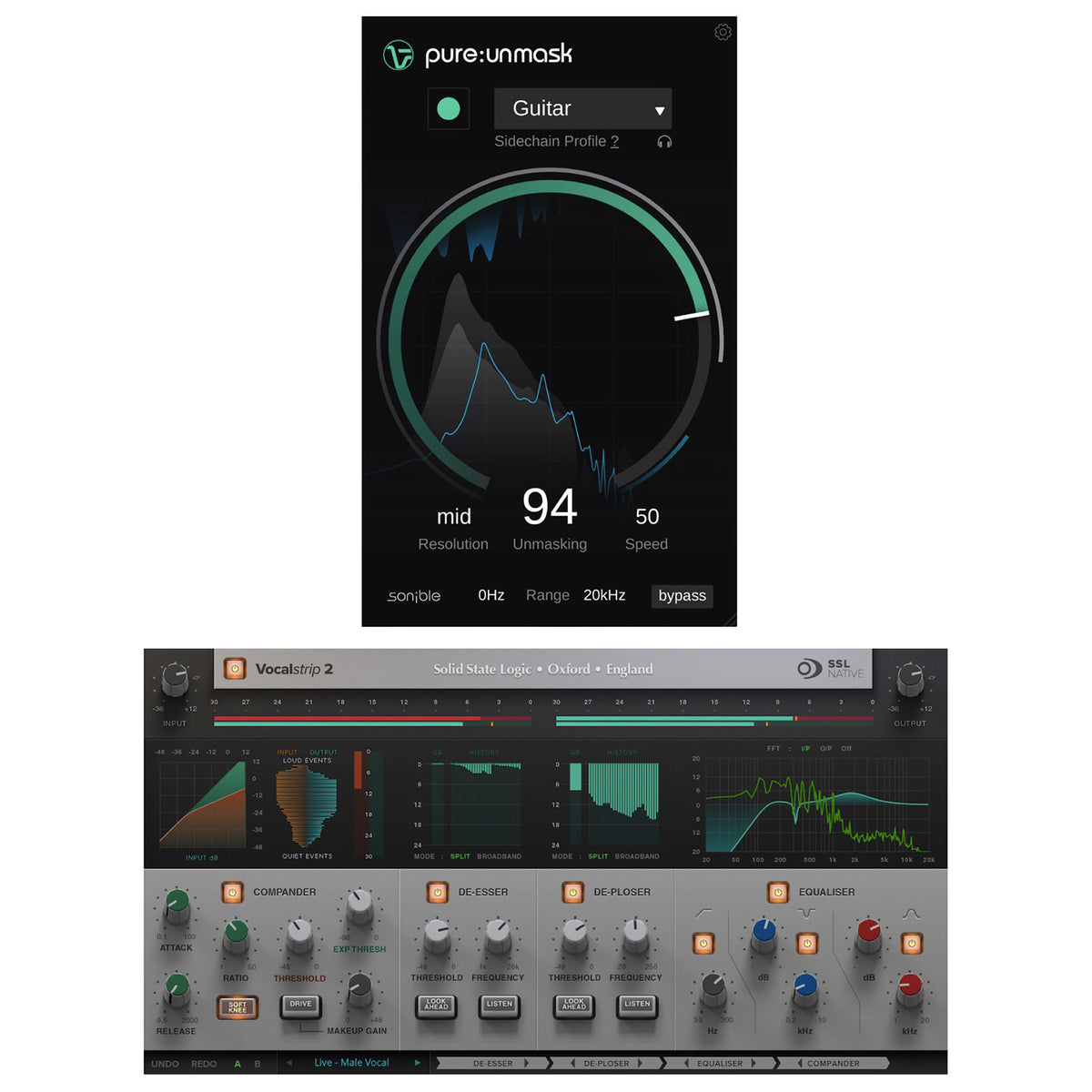 SSL Vocalstrip 2 + Sonible pure:unmask Plug-in Bundle - Electronic Delivery