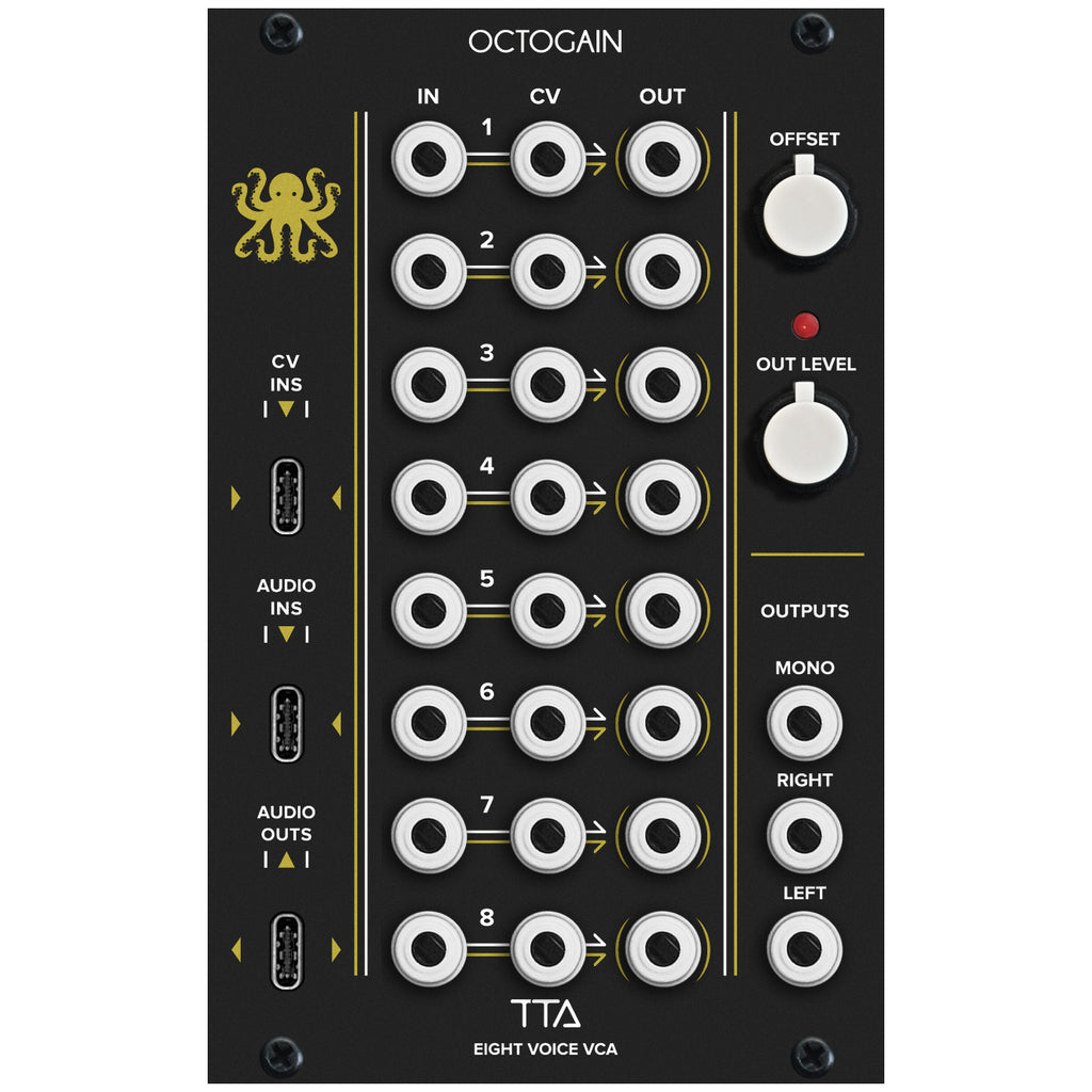 Tiptop Audio Octogain Polyphonic Analog VCA and 8-Voice Mixer Module
