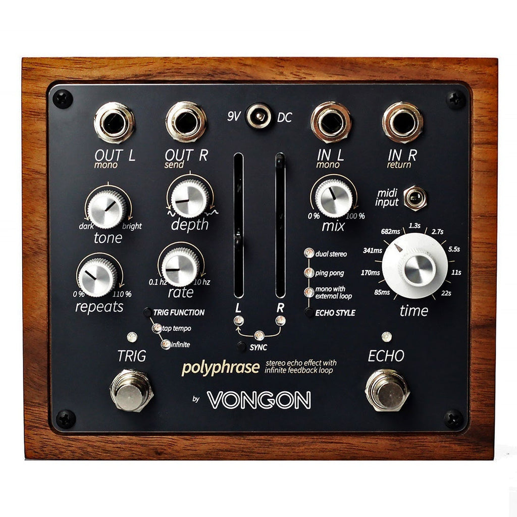 Vongon Polyphrase Stereo Echo Effect Pedal with Infinite Feedback Loop
