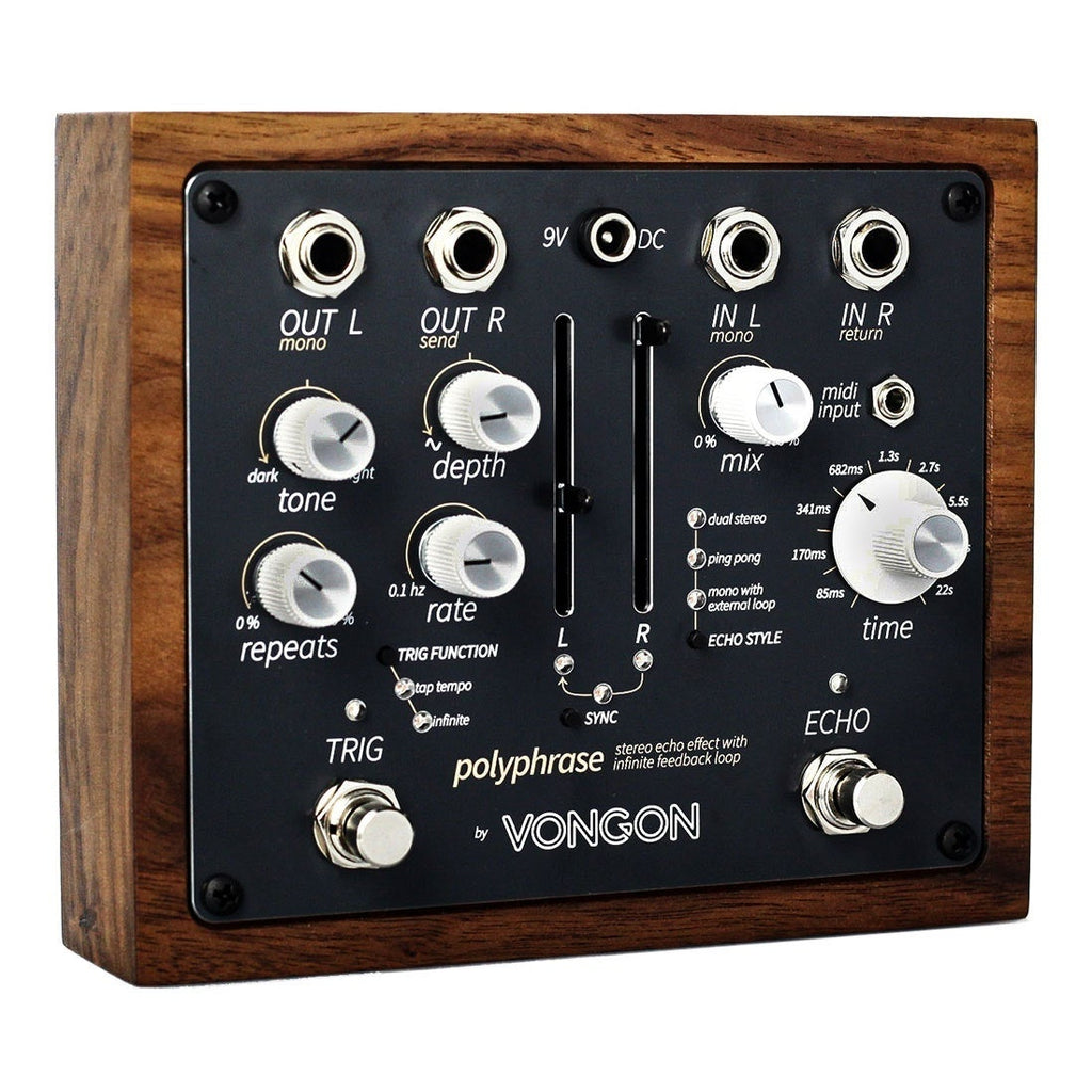 Vongon Polyphrase Stereo Echo Effect Pedal with Infinite Feedback Loop