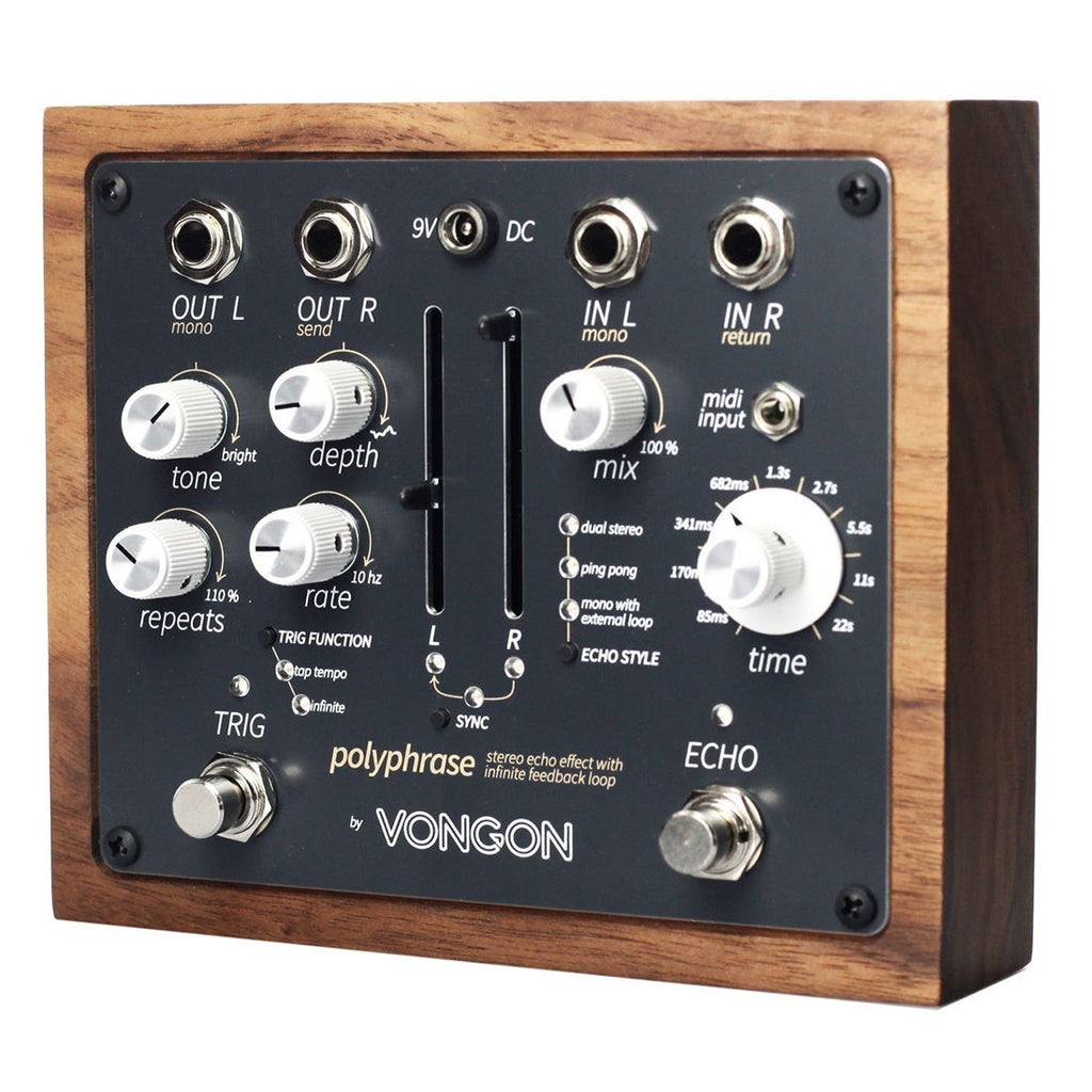 Vongon Polyphrase Stereo Echo Effect Pedal with Infinite Feedback Loop