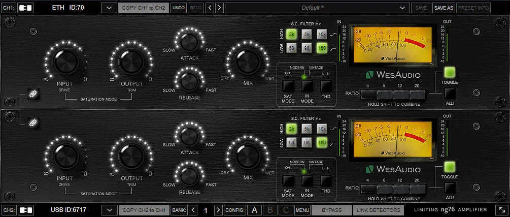 WesAudio ng76 FET Compressor with Digital Recall (B-Stock)